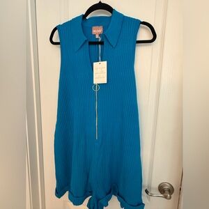 Show Me Your MuMu All in One Teal Zip Romper XL NWT